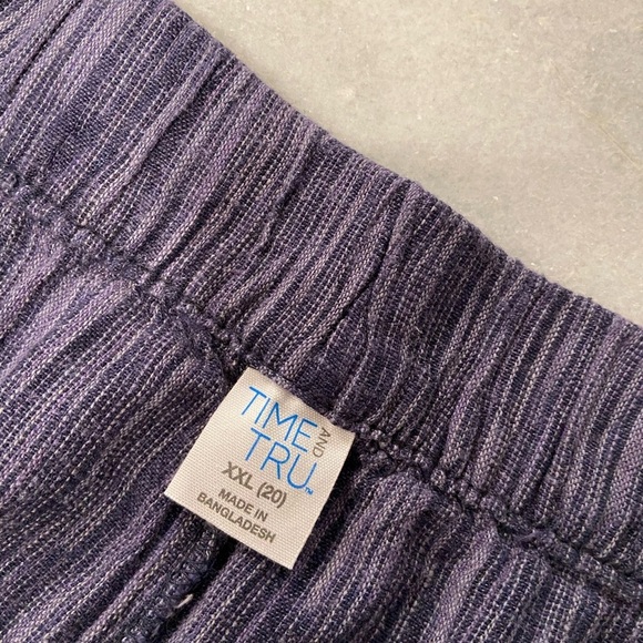 NWT Time & Tru Size XXL Blue Linen Blend Comfy Pull On Drawstring Shorts Pockets - Picture 16 of 16